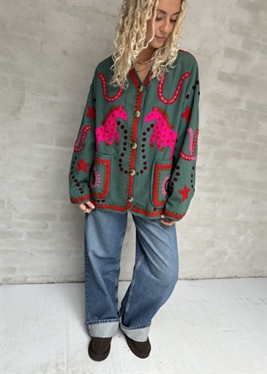 Maggie jakke Green Suzani Embroidery Sissel Edelbo 